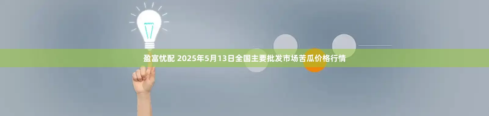 盈富忧配 2025年5月13日全国主要批发市场苦瓜价格行情