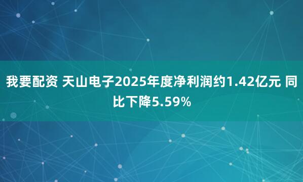 我要配资 天山电子2025年度净利润约1.42亿元 同比下降5.59%